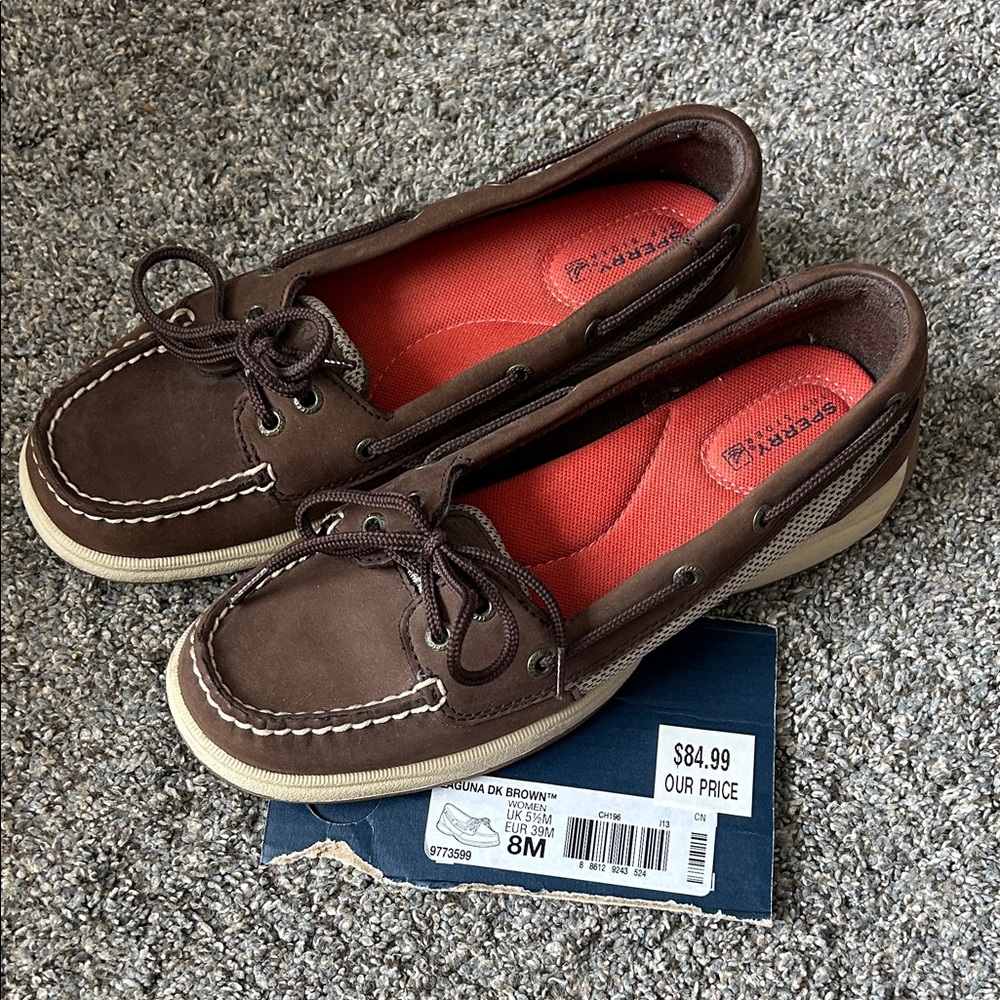 Sperry Women's Dark Brown Loafers with Cream Soles